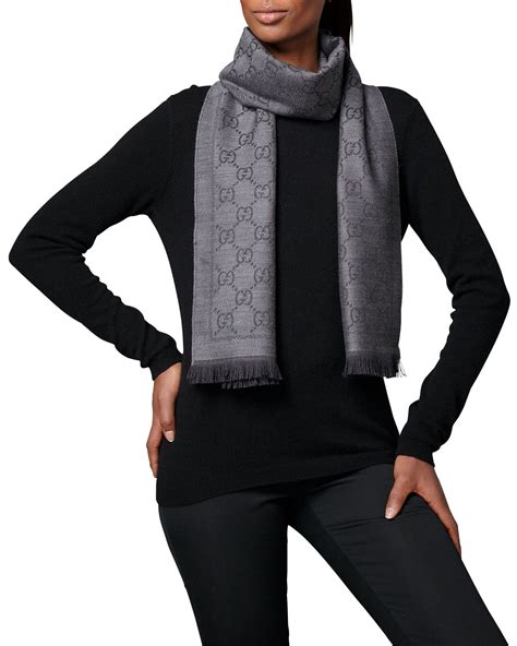 gucci ivory black scarf|black gucci scarf with trim.